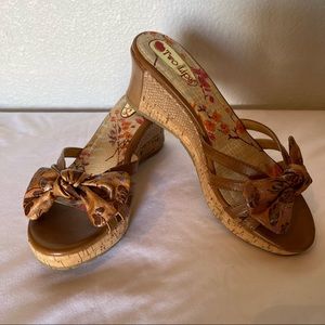 Cute Cork Platform Wedge Sandals with Bow Detailing by Two Lips